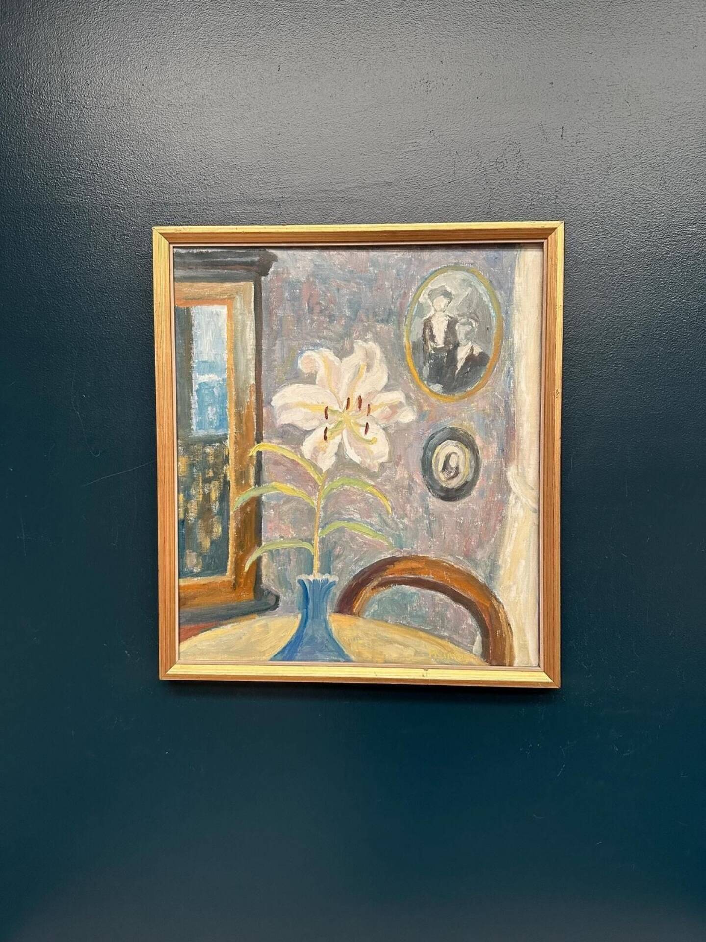 Swedish Oil on Panel – “The White Lily” by M. Niklas (May Nicklasson)