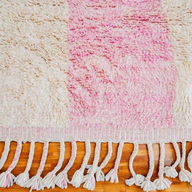 Handwoven natural wool rug, traditional artisan 2/3 m