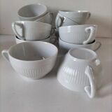 12 White Porcelain Cups
