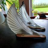 Pair of Art Deco wall lights, feather, wing or horn model
