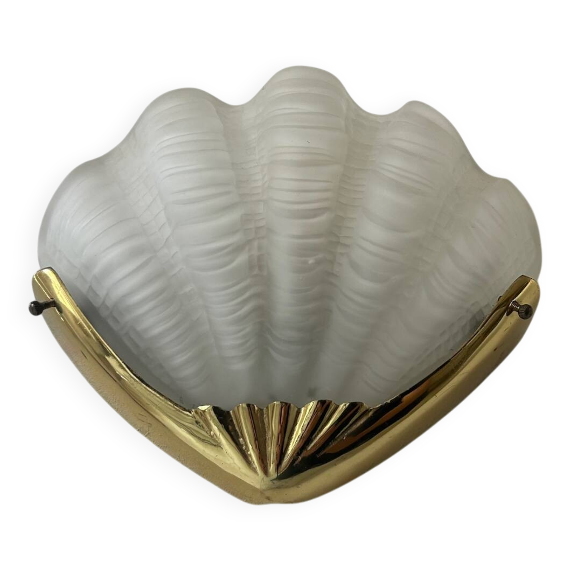 Vintage wall lamp, brass and sandblasted glass, France 1960