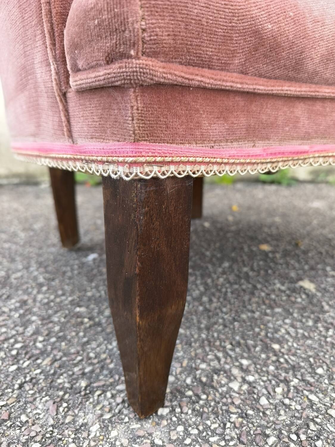 Pink velvet convertible armchair