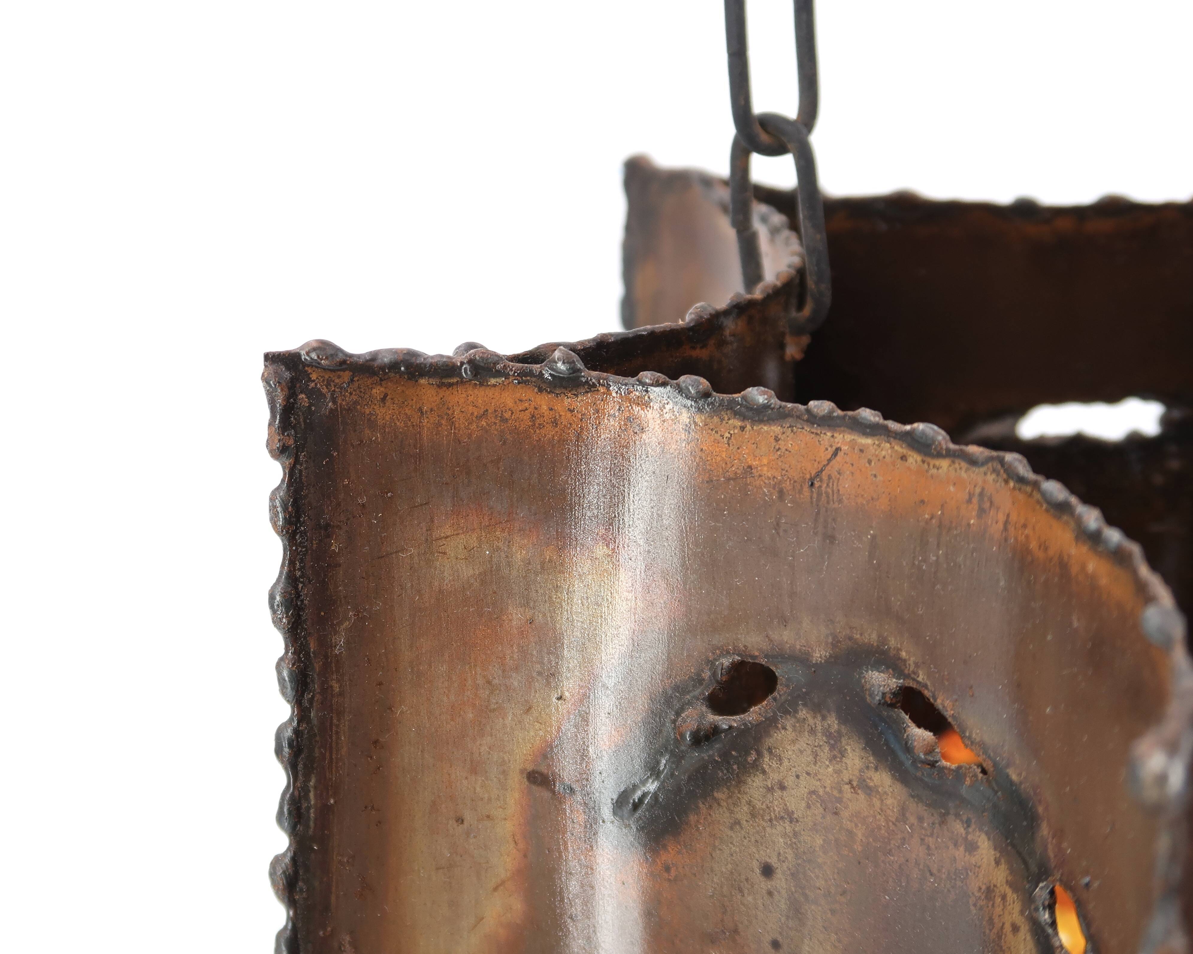 Accolay brutalist chandelier in copper and resin, 1960s