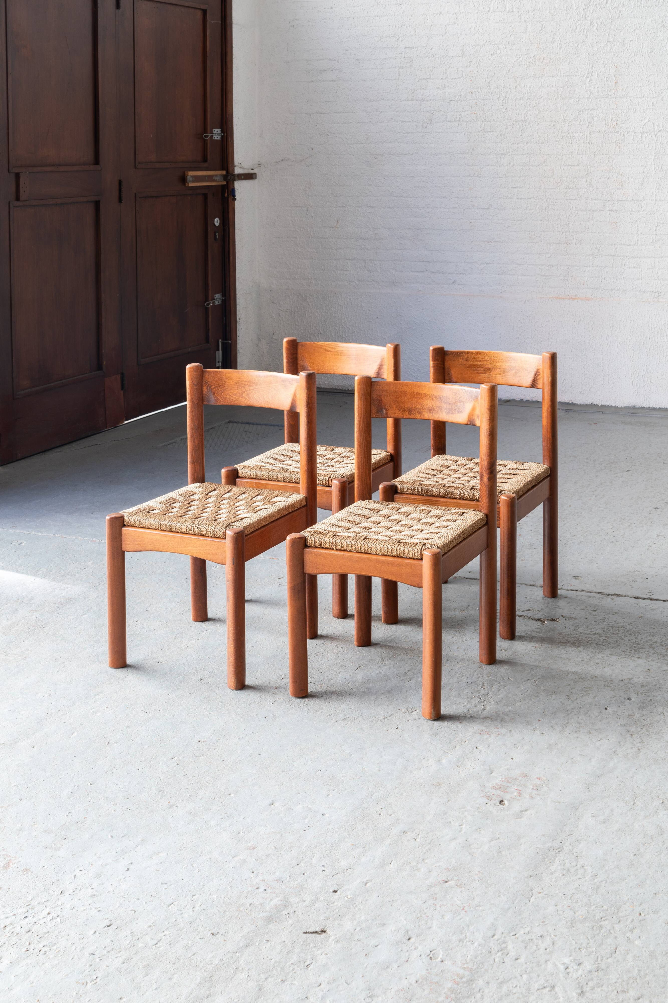 Rustic dining chairs, Italy, 1960's