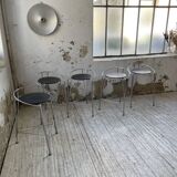 Set of 5 “silver moon” high stools Pascal Mourgue