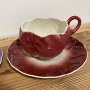 Pair of Art Nouveau barbotine lunches signed Lunéville