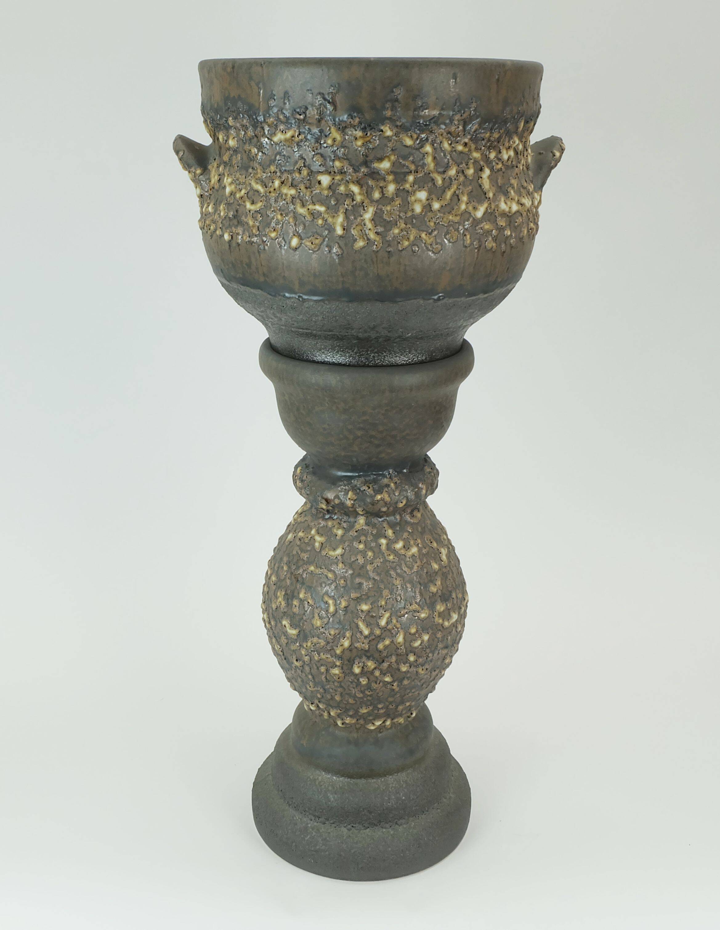 rare large jopeko PLANT STAND plant pot with base fat lava ceramic 1970s