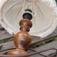 Lampe chevet pied bois abat jour tissu à frange et galon