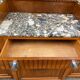 Art Deco 1930s marble and solid oak wood mirror sideboard