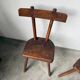 Pair of Savoyard tripod chairs, folk art, oak.