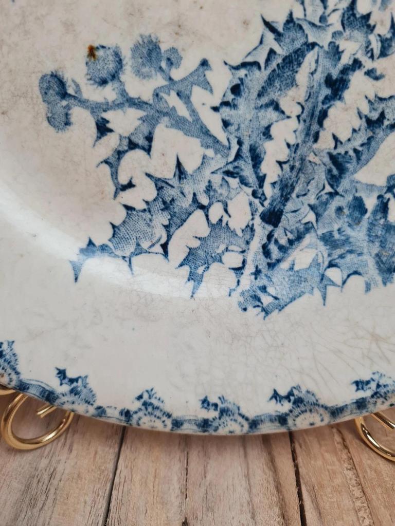 Antique plate with blue thistle decoration – Terre de fer spirit