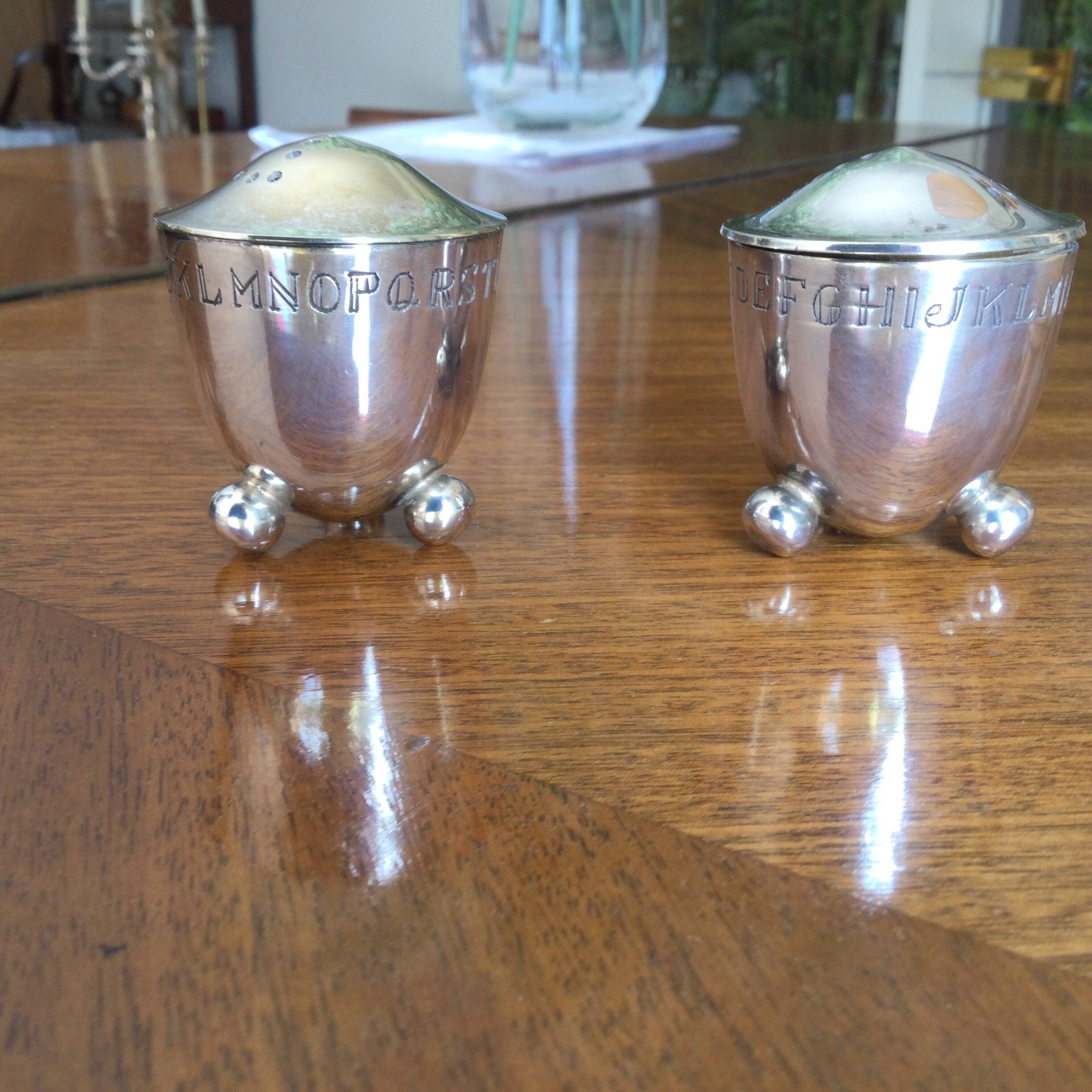 silver-plated salt and pepper shaker set