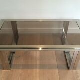 Chrome and brass designer coffee table. Attributed to Willy Rizzo