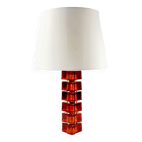 Grande lampe de table scandinave du milieu du siècle en verre et laiton par Carl Fagerlund pour Orrefors, Suède, 1960