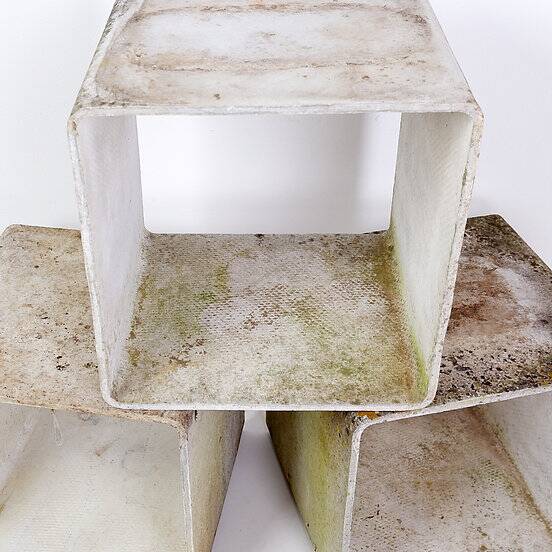 G.Ifert Eternit Concrete Cube Side Table - bookcase, 1960s Switzerland - Set of 3