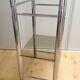 Two-tray console in smoked glass and chrome metal / vintage 70s-80s