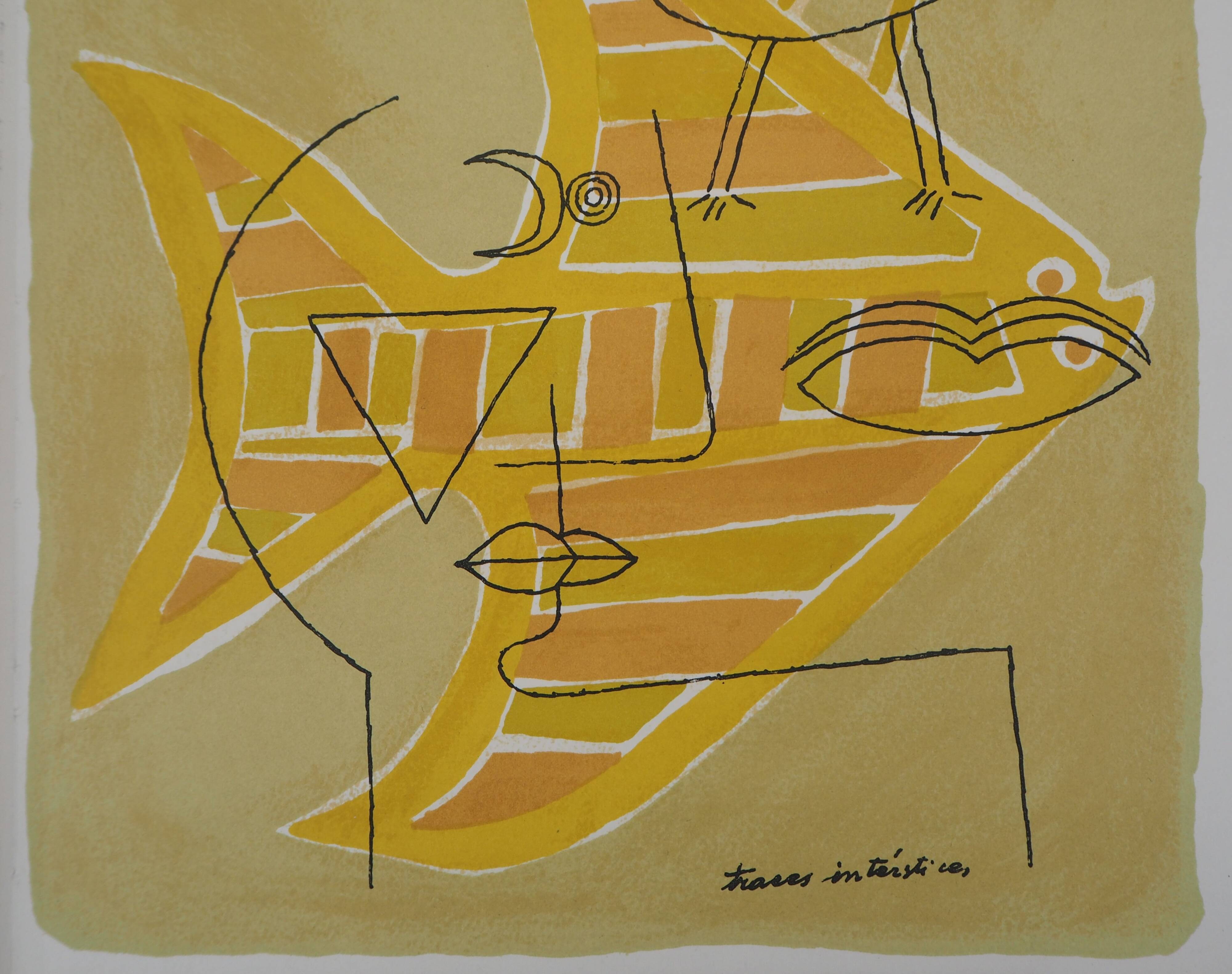 Victor brauner: surrealist portrait (interstice traces) - lithograph o