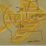 Victor brauner: surrealist portrait (interstice traces) - lithograph o