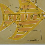 Victor brauner : portrait surréaliste (traces interstices) - lithographie o