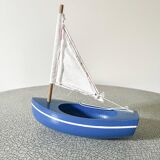 Blue basin sailboat from the French brand Tirot 200, vintage toy.
