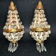 Pair of vintage lamps: wall lights with gold trim and cut crystal.