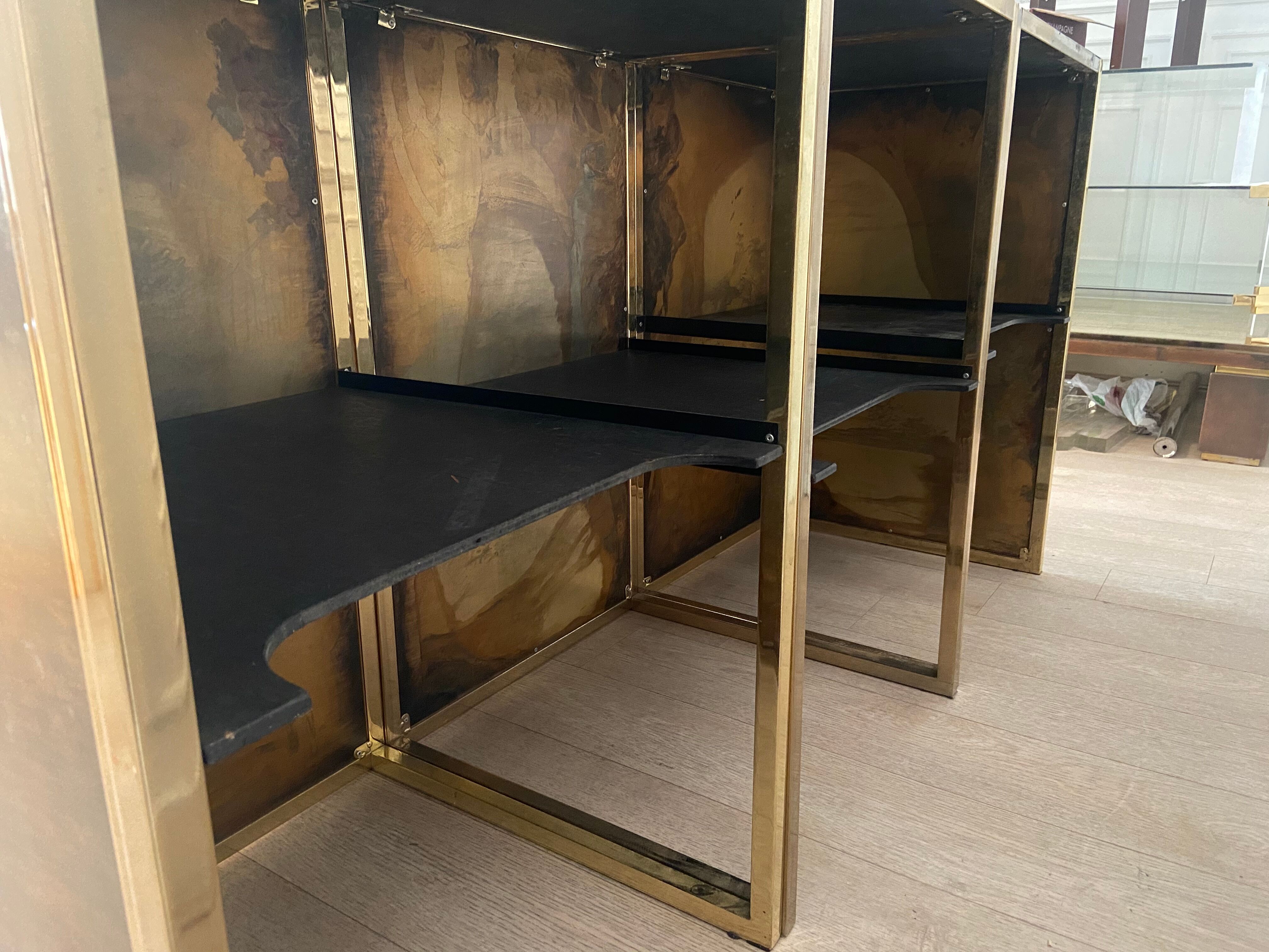 Copper and gilded metal bar in 3 modules, Belgo Chrom, 1970
