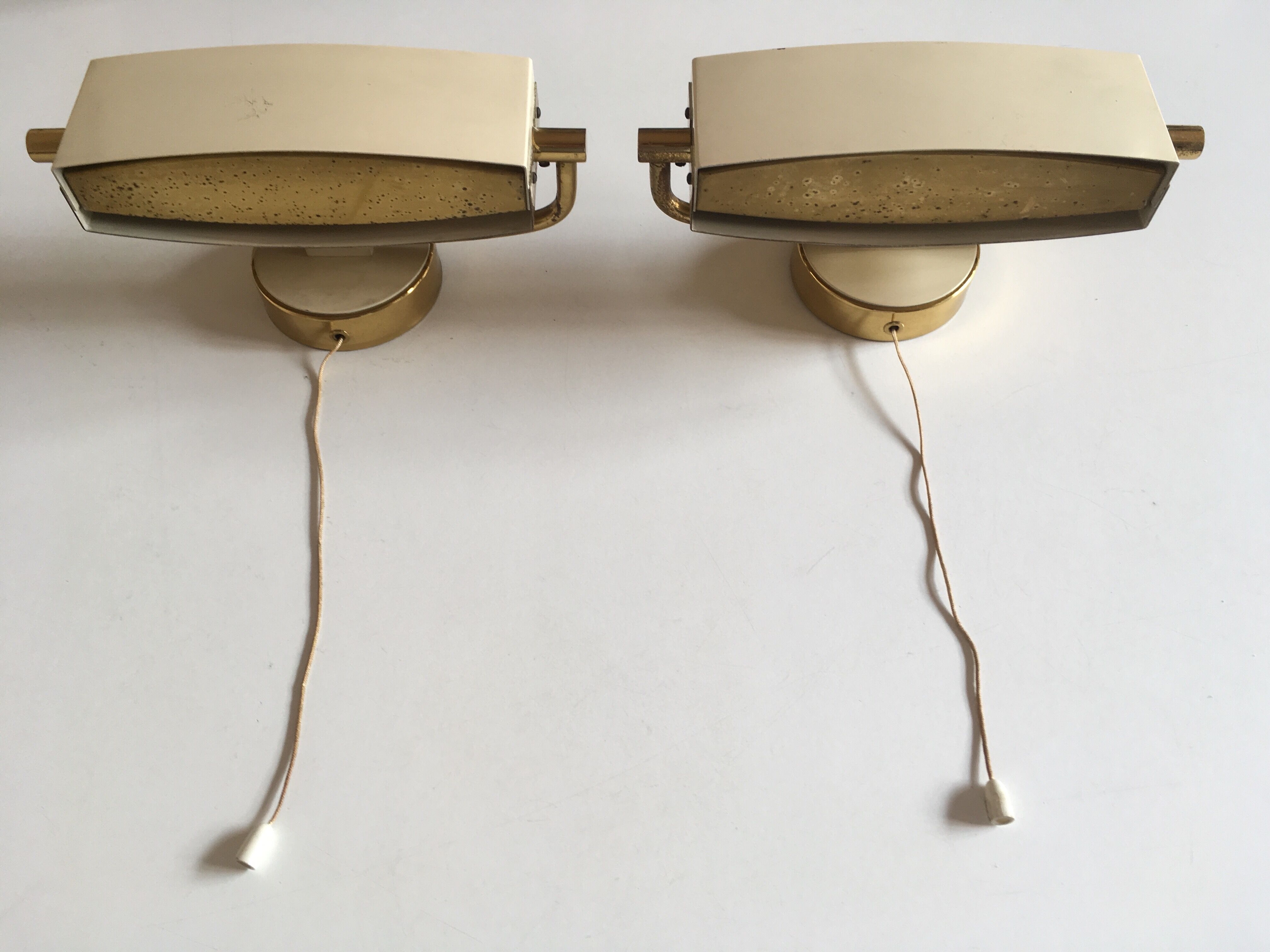 Pair of wall lamps of Jacques Biny brass, 60 years