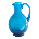 Blue blown glass pitcher