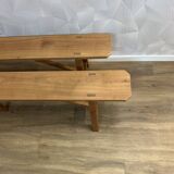 Pair of solid wood farm benches