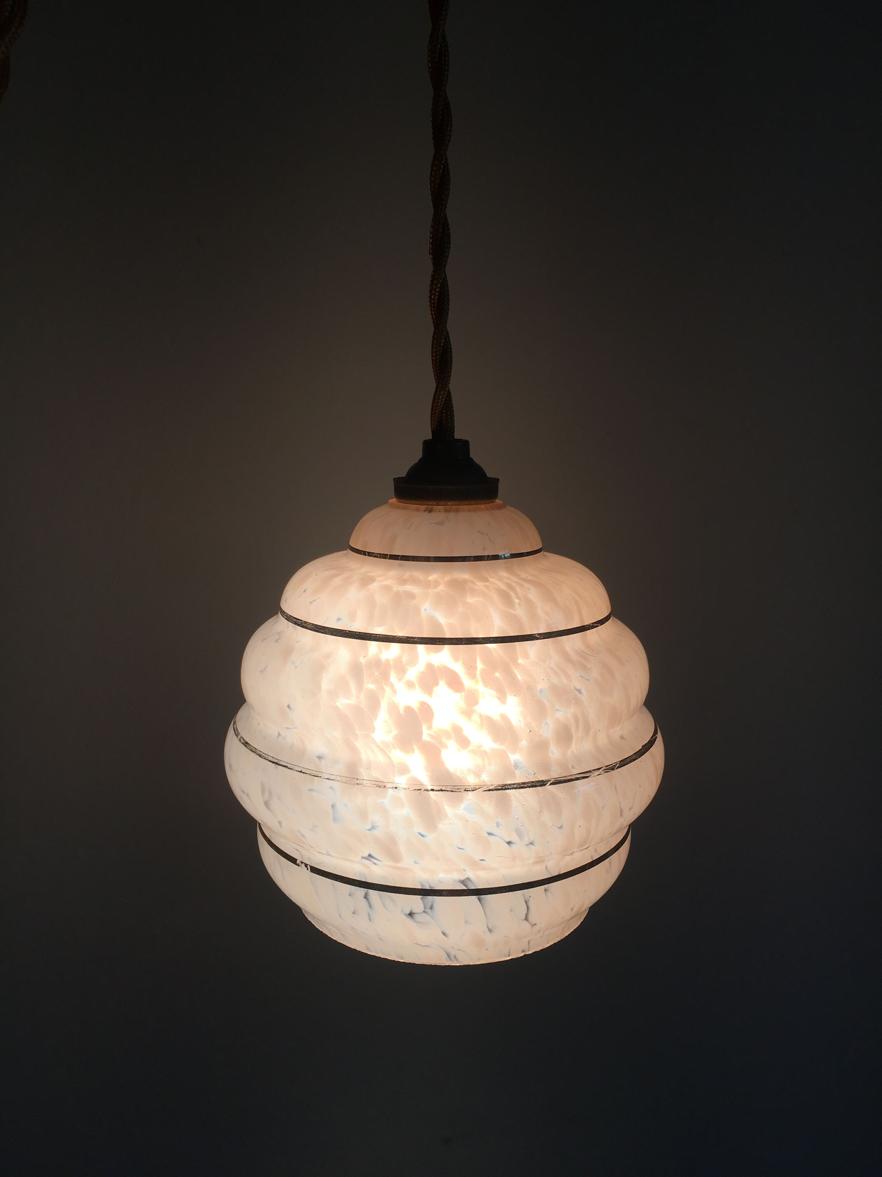 Pink Clichy glass globe hanging lamp