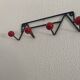 Vintage coat rack 1960 red balls 4 hooks - 44 x 13 cm