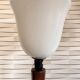 Vintage Unilux lamp in wood and opal glass, Scandinavian style.