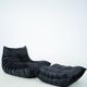 Togo set of chair and pouf in black shiny velvet