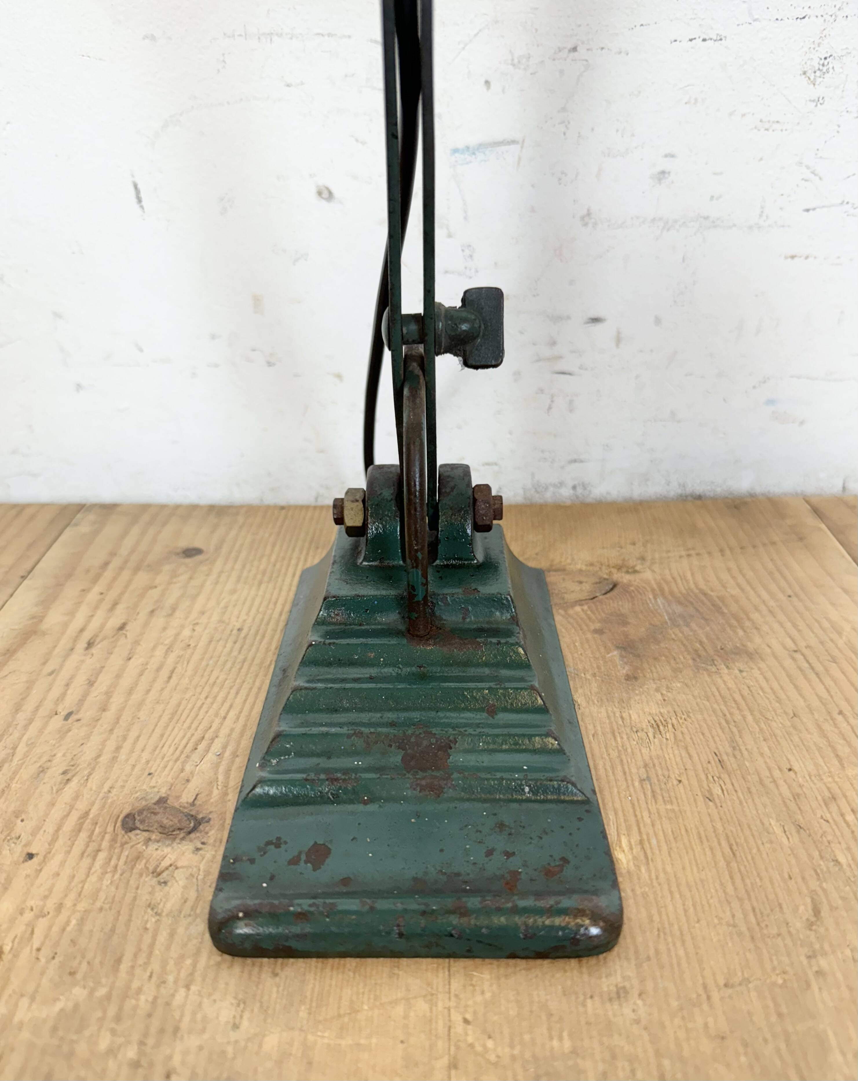 Vintage Green Enamel Bank Lamp, 1950s