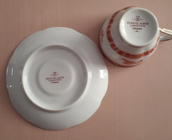 4 coffee cups Haviland Limoges model "Coral Tree" 1958