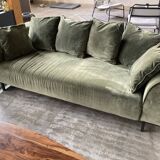 2 Kaufman 3-seater sofas in green velvet by NV Gallery