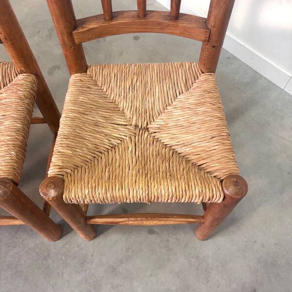 Vintage wicker farmer dining chairs, 1960s