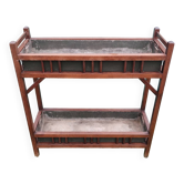Large double wooden planter with zinc tray