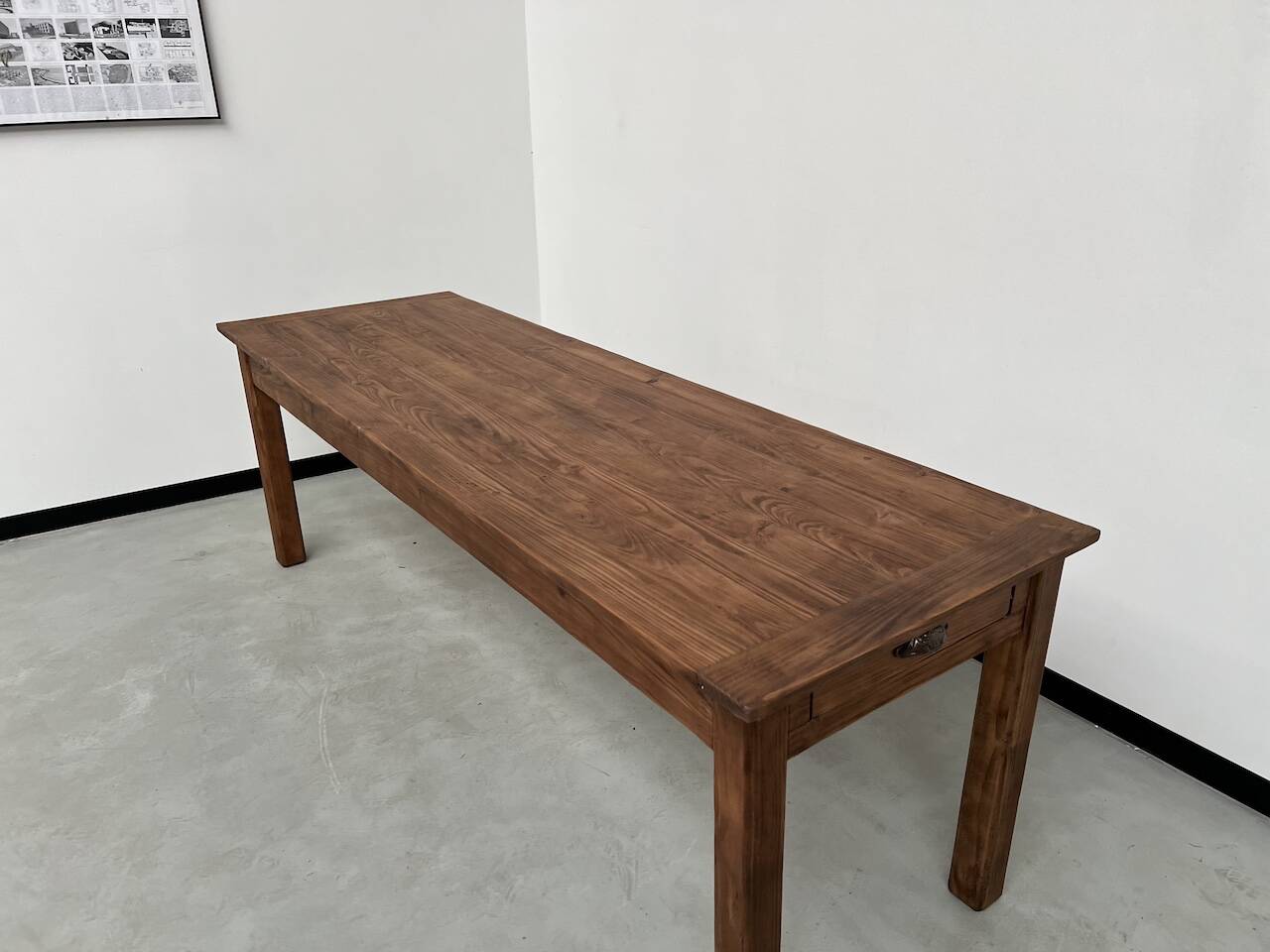 Table de ferme en pin 223 cm, années 70