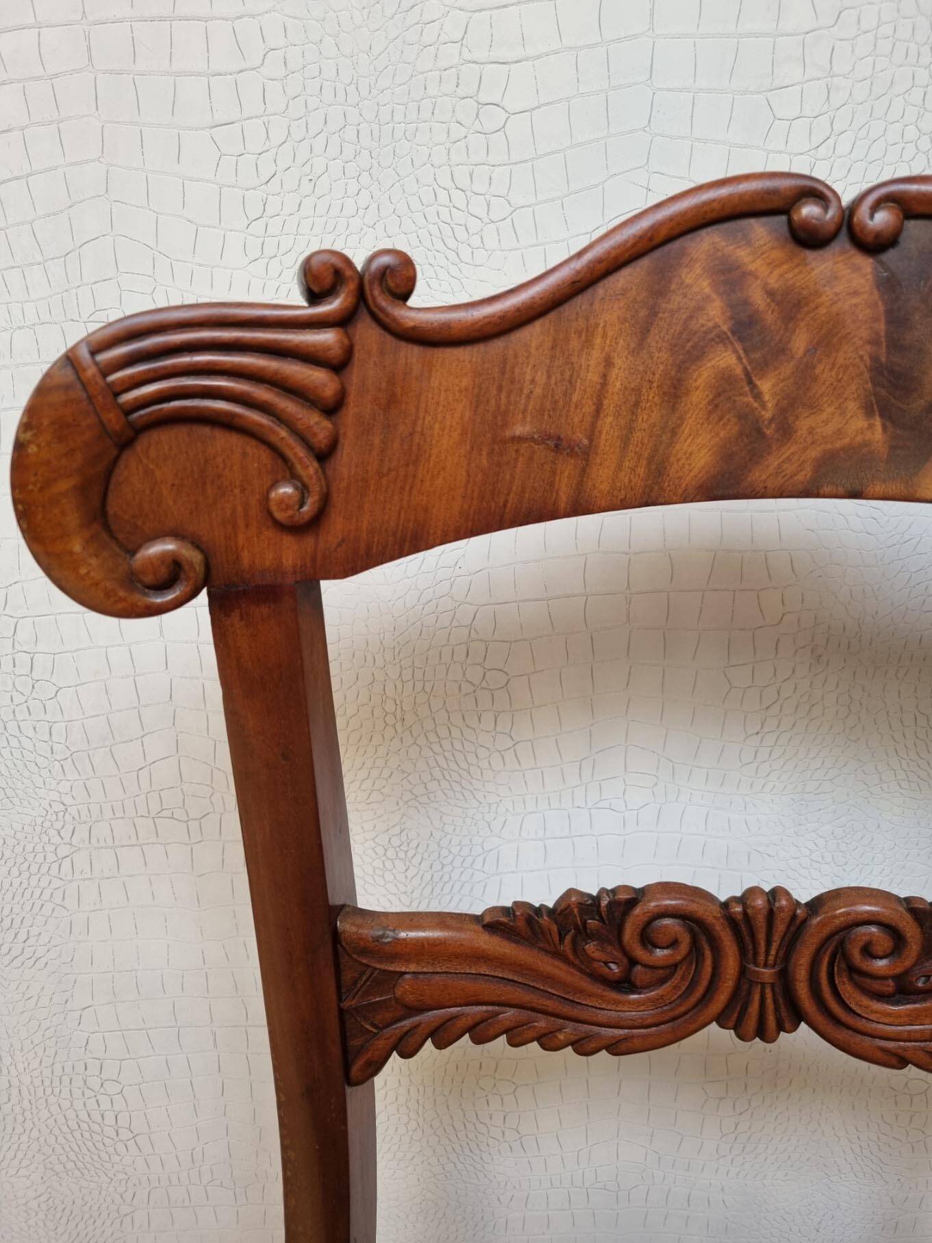 Pair of English Mahogany Sheraton Side Chairs, 1830s