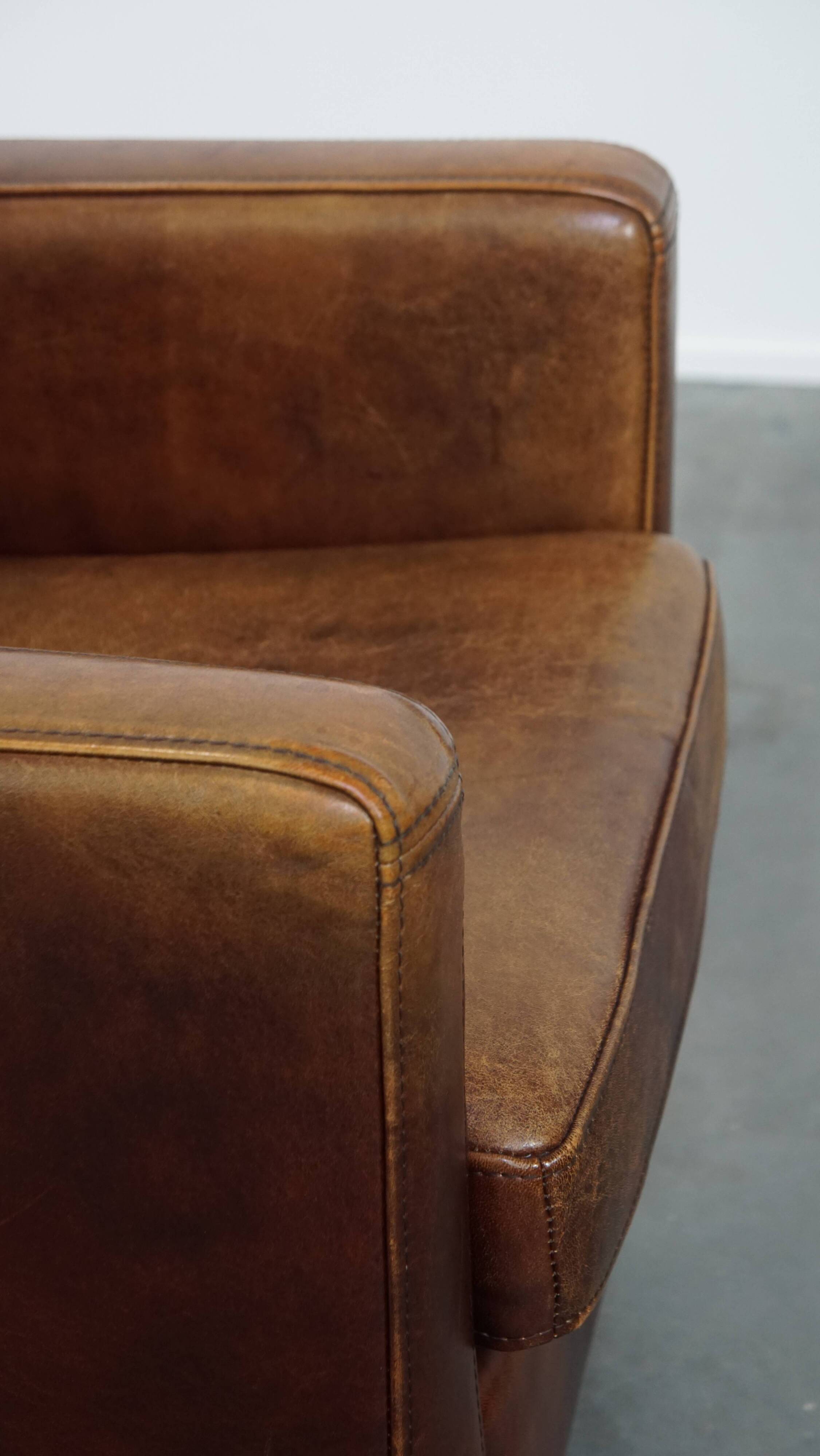 Sheepskin Leather Art Deco Design Armchair