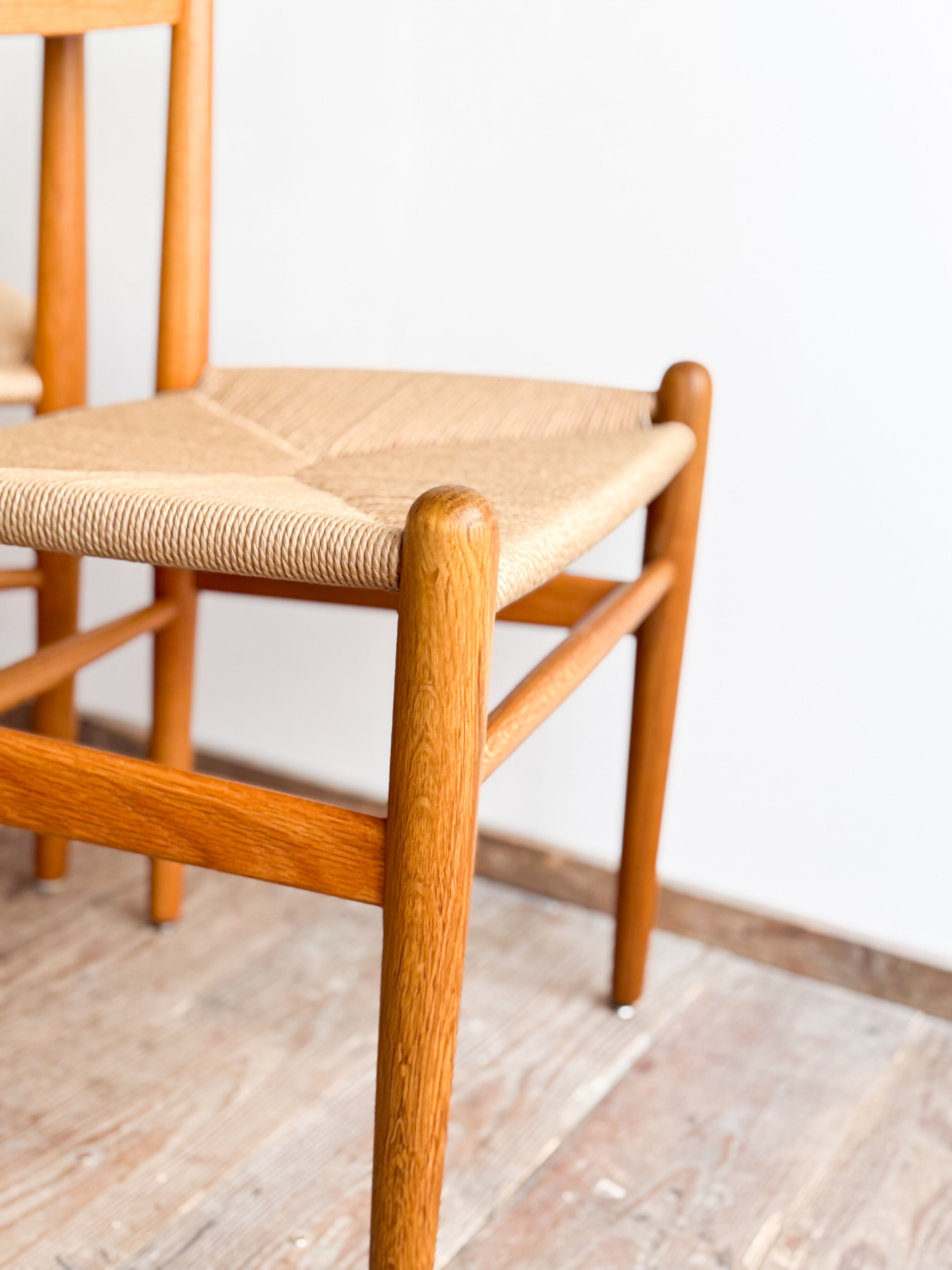 Ensemble de 6 chaises CH36 de Hans J. Wegner en chêne, corde danoise