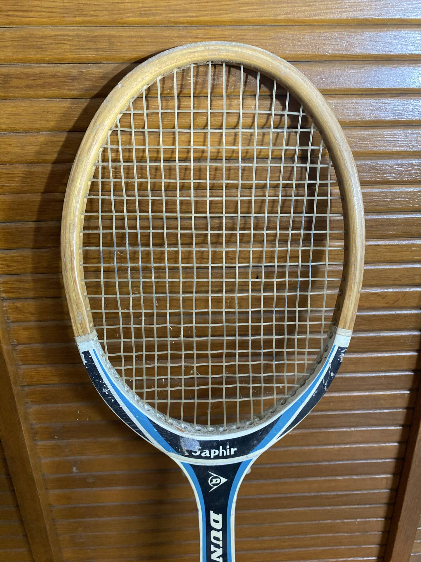 Vintage dunlop saphir wooden tennis racket + dunlop vintage cover #e