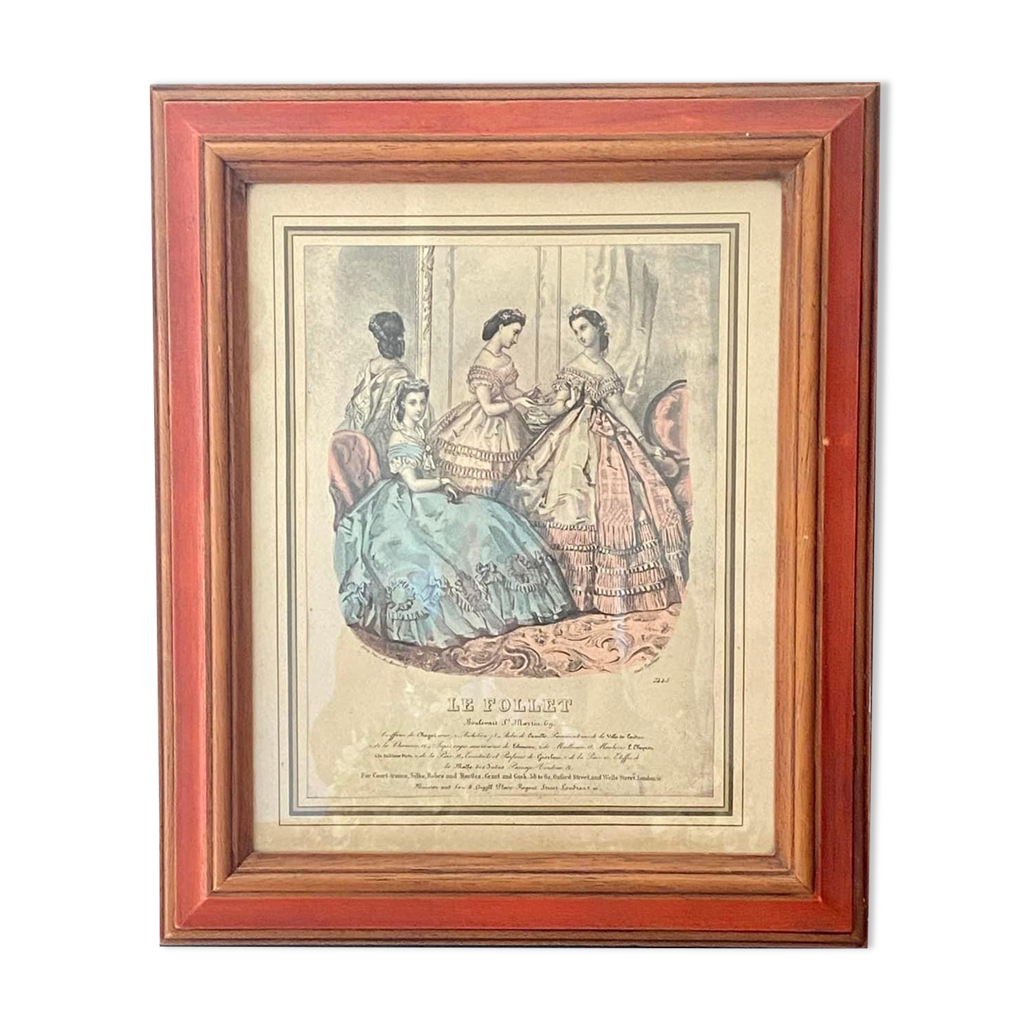 Fashion engraving XIXeme Le Follet, framed