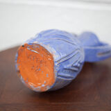 Vase in brutalist blue glazed terracotta 70