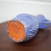 Vase in brutalist blue glazed terracotta 70