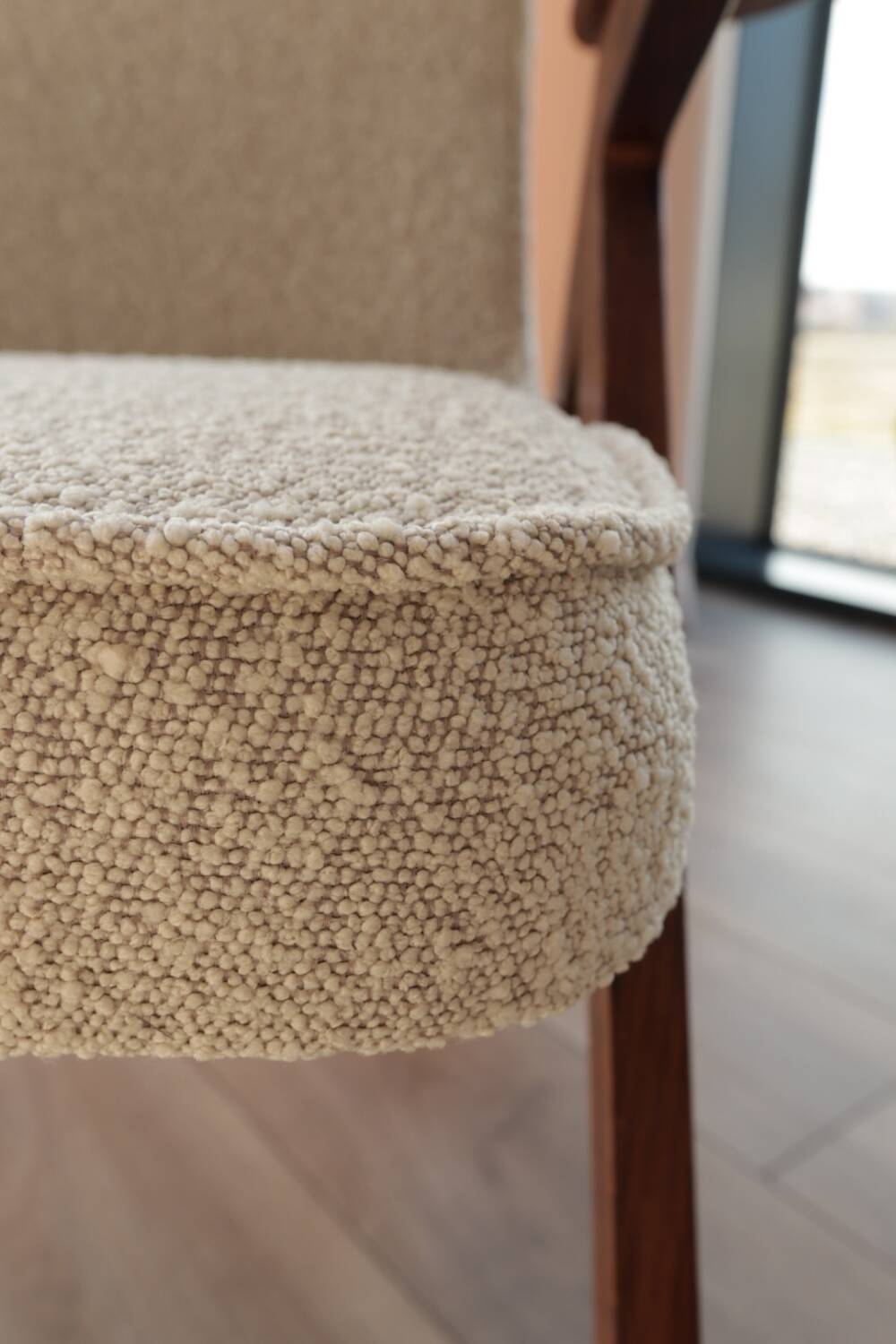 Off-white boucle Scandinavian armchair by Chierowski