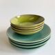 8 assiettes Jars Tourron jade & tilleul