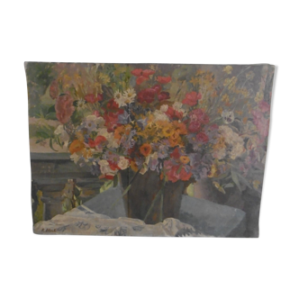 Still life, bouquet of country flowers, signed R. Bloch