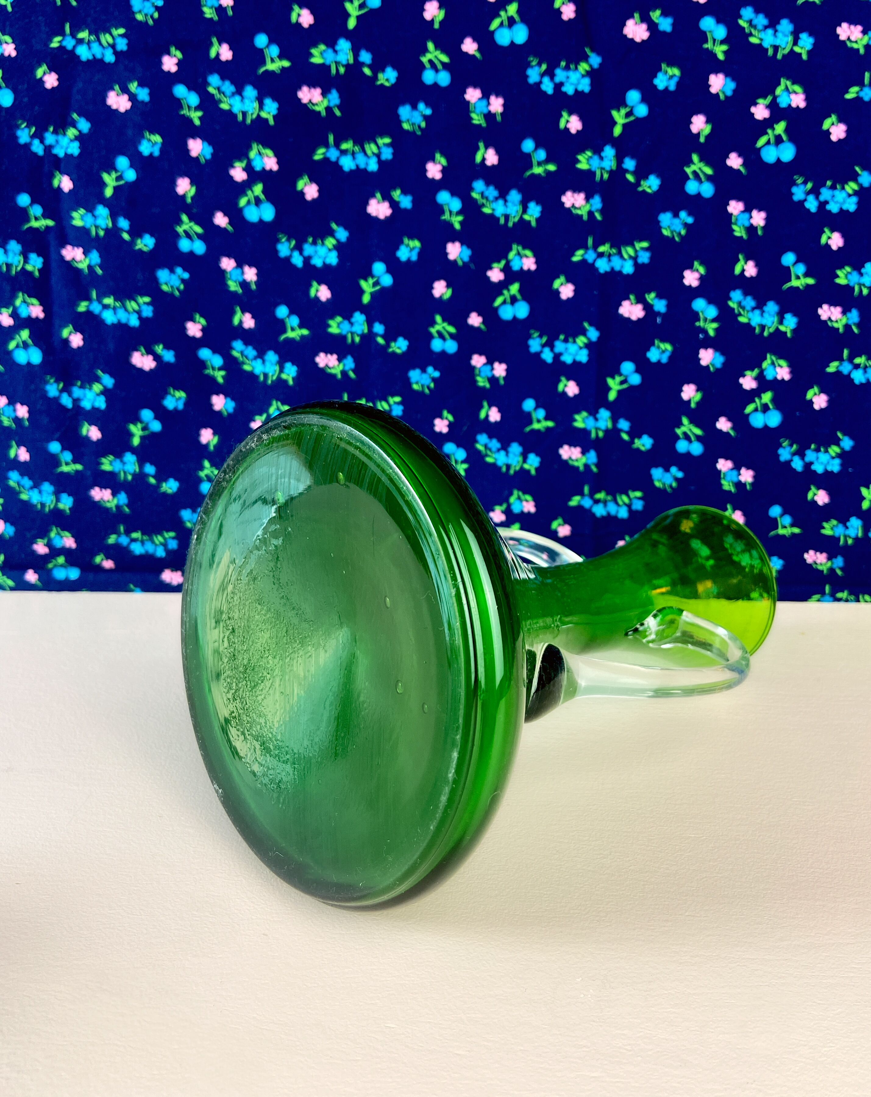 Green glass vase from the 50s